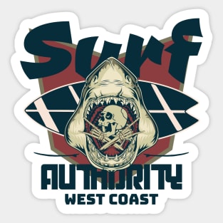 Surf Authority shark skull badge surfboard Sticker